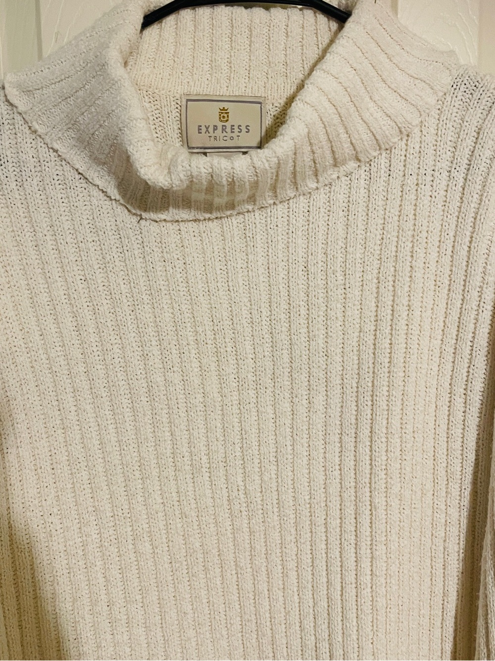 Express Cream Ribbed Turtleneck Sweater